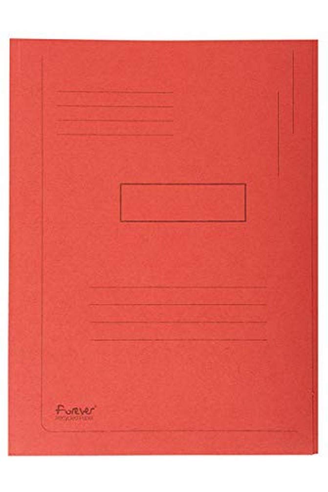 Exacompta - Ref 445003E - Forever Collection - 2-Flap Folder - 24 x 32cm in Size, Suitable for A4 Documents, Made from 290gsm Recycled Board, 2 Flaps to Secure Documents - Red (Pack of 50)