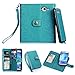 TabPow Galaxy J7 Case, 10 Card Slot - ID Slot, Button Wallet Folio PU Leather Case Cover with Detachable Magnetic Hard Case for Samsung Galaxy J7 J700 (2015) - Blue