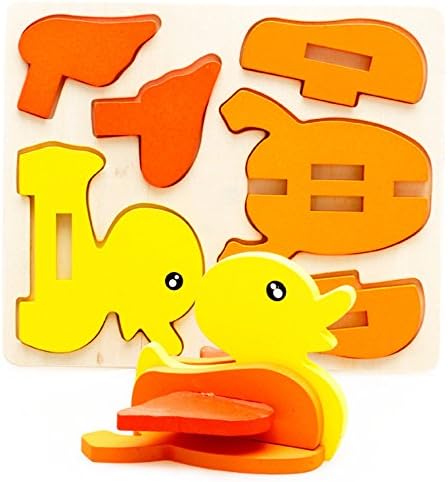 Kingspinner 3D Puzzle, 18 Kinds Of Animals Montessori Mini Kids Educational Funny Toy Wooden colorful Jigsaw Gift Brain Toys (Duck)