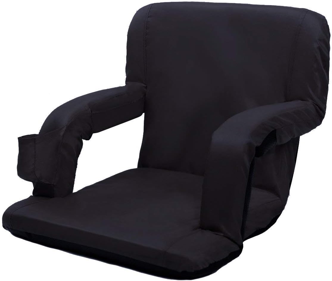 AceLife Stadium Seat Portable Adjustable Reclining Bleacher Chair with Padded Cushion and Armrest with 2 Pockets