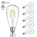Lightique Vintage LED Edison Bulbs 60 Watt Equivalent, 6W Dimmable Edison Light Bulbs E26 Edison Bulbs ST58 LED Filament Bulb Soft White 2700K,Clear Light Bulbs for Decotate Home,Restaurant, 6 Packs