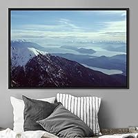 Framed Canvas Wall Art Snow Mountain Cool Expressive Farmhouse/Country Landscape Mountain Top Multicolor Photography Portrait Realism - 16x24 inches