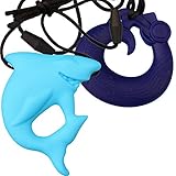 MyBoo Autism Sensory Chewable Dragon and Shark Pendant Bundle - Set of 2, Blue