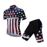 Shenshan Men's Summer USA Short Sleeve Cycling Jersey Set