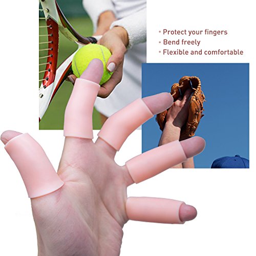 Sumifun Finger Sleeves Protectors, Gel Finger Cots, Sporting Style Silicone Thumb Finger Caps Covers Gloved Protection for Trigger Finger, Hand Eczema, Finger Cracking