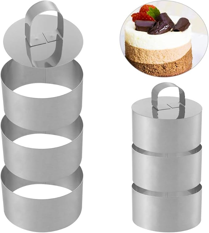 falllea 6 Pcs Cooking Ring Set, Stainless Steel Cake Rings Cake Mold Baking Ring Mold with Food