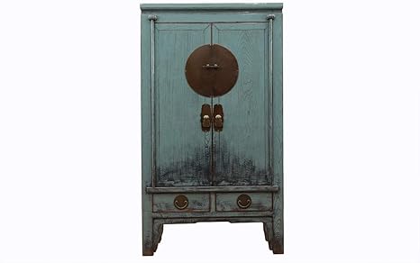 Yajutang Armoire De Mariage Chinoise A La Main En Bois Massif Vieilli Gris Amazon Fr Cuisine Maison
