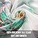STORY OF SHANGHAI Womens 100% Mulberry Silk Head Scarf For Hair Ladies Silk Scarf Gift for Valentine's Day,White Peony,One Size