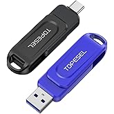 TOPESEL USB Stick 2 Pack 128GB USB C Flash Drive USB 3.0 2-in-1 Thumb Drive Rotating Type C Memory Stick for iPhone 15/16 Sma