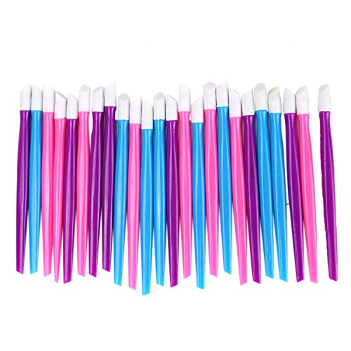 Buorsa 24 Pcs Rubber Tipped Plastic Handle Nail Cuticle Pusher Nail File Pusher Cleaner