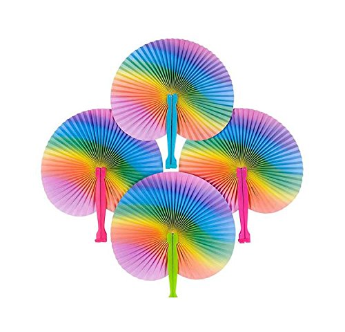 Bargain World 10" Rainbow Folding Fans [12-Pack] | Fun & Exciting Hand Fans For Kids & Teenagers From Our Huge Collection | Sticky Notes Included - Thumbnail 3