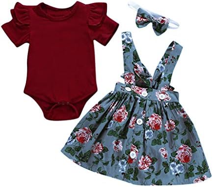 Sameno 3Pcs Toddler Kids Baby Girls Overalls Skirt +Headband+Romper Summer Dress Skirt Dress Clothing Outfit