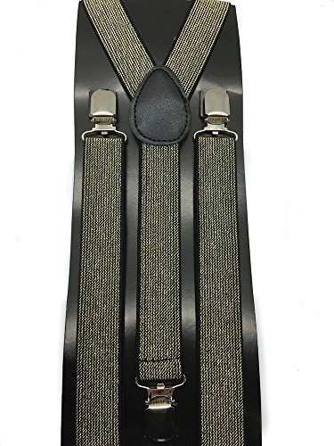Gold Color Mens & Women Wedding Accessories Sequin Adjustable Bow Tie & Glitter Suspenders