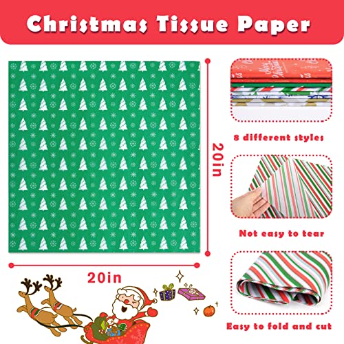 Koogel 80 Sheets Christmas Wrapping Paper, 20Inch Christmas Tissue Paper Bulk Thickened Gift Wrapping Paper for DIY Crafts Xmas Winter Gift Box Party Decor