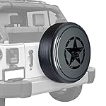 32" Distressed Star - Color Matched Rigid Tire Cover (Plastic Face & Vinyl Band) - Jeep Wrangler (JK) - Granite Crystal