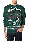 Skip N' Whistle Adult Ugly Christmas Sweater Cat Jumping In Snow Pullover Sweatshirt