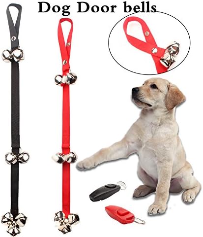 GUQI Pack of 2 Dog Doorbells 7 Extra Loud Bells, Adjustable Dog Outside Bell for Puppy Potty Training,Doggy Bell for Door-Included 2 Upgrade Training Clicker