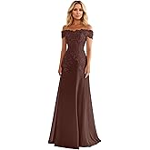 Acenia Chiffon Mother of The Bride Dresses for Wedding 2025 Lace Applique Prom Dress Off Shoulder Formal Evening Gowns
