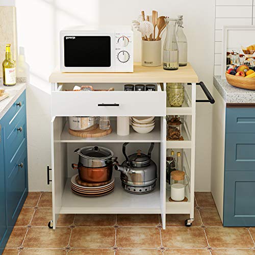 Hasuit Kitchen Island Cart with Storage, Rolling Kitchen Island with