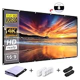 RELEE Projector Screen 120 Inch 16:9 HD Foldable Anti-Crease Portable Outdoor Indoor Projector Movies Screen Wall Mount for Home Theater Support Double Sided
