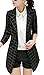 Enlishop Women's Vintage Check Plaid Long Sleeve Casual Long Jacket Blazer