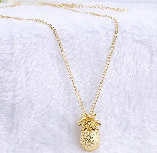 New Fashion Women 3D Fruit Pineapple Pendant Alloy Chain Choker Necklace Jewelry