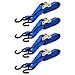 Mann Cambuckle Tie Down Straps with S-Hooks 4-Pack Set 1 Inch x 10 Feet 300 Pound Load Capacity 900 Pound Break Strength (Blue)