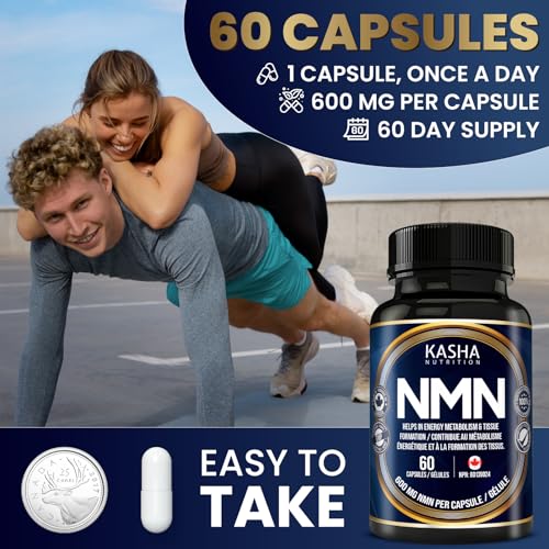 NMN High Purity 600 mg per Capsule – Nicotinamide Mononucleotide Supplement | Supports Cellular Health | Supports NAD+ Levels | Helps Metabolize Nutrients | Source of Vitamin B3 | 60 Capsules | 2 Month Supply | Made in Canada