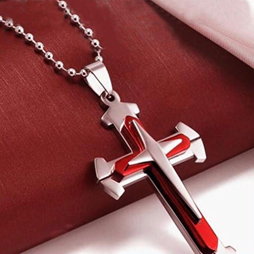 Ulifeshop Clearance Men's Teens Necklace Chain Cross Pendant Necklace Chain (Red)