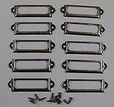 100 Pieces Card Holder Drawer Pull/label holders/Label Frames Card/Label Holder Modern Label Holders - Metal Art w/screws Bronze Tone 60*17mm