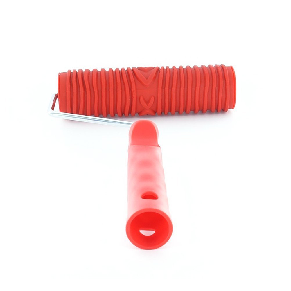 Shentian 7" DIY Floral and Dot Pattern Paint Roller for Wall Decoration with Plastic Handle,Red(EG300T)