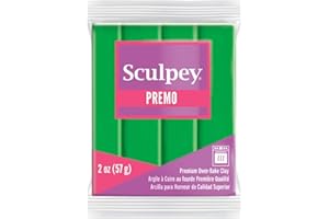 Sculpey Premo Polymer Oven-Bake Clay, Green, Non Toxic, 2 oz. bar, Great for jewelry making, holiday, DIY, mixed media and home décor projects. Premium clay Great for clayers and artists.