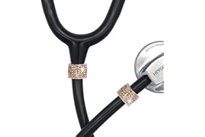 HEYGOO 2 Pack Bling Rose Gold Stethoscope Charms, Stethoscope Id Name Tag Sparkle Unique Accessories for Nurse Doctor