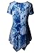 TWINTH Printed Tunic Plus Size Tie Dye Short Sleeve Handkerchief Hem Loose Fit Top Blue XL