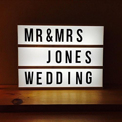 DIY Cinema Light Box with 90 Letters and LED Light, Battery Powered Cinematic LED Combination Marquee Box Numbers Symbols with 90 Interchangeable Letters, A4 Size