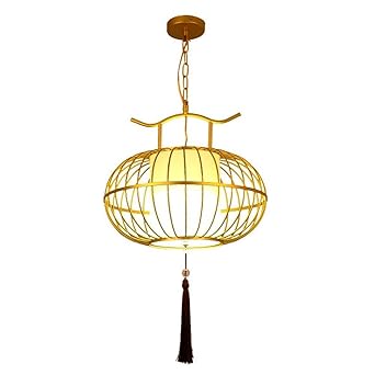 Chandelier Ceiling Light Chinese Antique Gold Bird Cage With