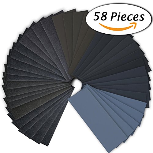 Paxcoo 58pcs 400 to 3000 grit wet dry sandpaper assortm…