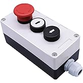 mxuteuk 1 NO Black 1 NO White momentary Switch Control Up-Down，1NC Red Mushroom Emergency Stop Latching Switch Station Box Sw