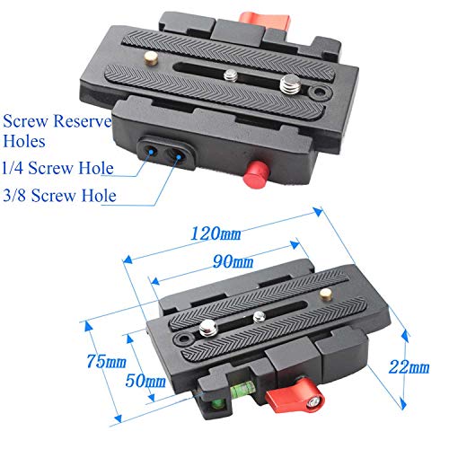 Aluminum Alloy Quick Release Clamp Adapter + 2pcs Quick Release Plates Camera Mount Compatible with Monopod Tripod Head Fluid Slider Shoulder Rig Manfrotto 501HDV 500AH 503HDV 701HDV 519 561 Q5 577 - Thumbnail 3