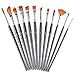Paint Brush Set, 12Pcs Professional Paint Brushes for Acrylic Painting, Water Color Paintbrushes for Kids, Easter Egg Painting Brush, Halloween Face Paint Brush, Fan Round Pointed Tip Brush - Black