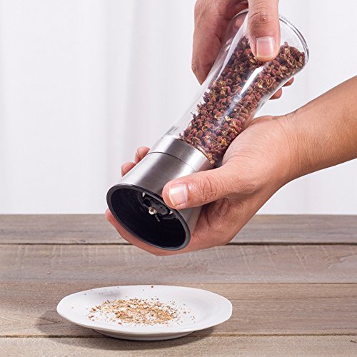 Electric Salt And Pepper Mill Set - Stainless Steel Battery Operated