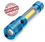 SAFE BRIGHT Magnetic CREE 3-in-1 LED Flashlight Lantern with Holster, adjustable focus, Brilliant Teal Blue