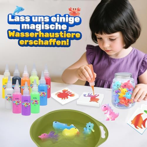 Magic Water Elf, Magisches Wasser Gel Spielzeug mit 10 Magischem Gel und 8 Formen, Bastelset Kinder Basteln Mädchen 4-6 Jahre, Kreatives Wasserperlen Wasserspielzeug Geschenk Mädchen Jungen 7-10 Jahre