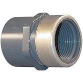 Spears 835-SR Series PVC Pipe Fitting, Adapter, Schedule 80, Gray, 1" Socket x 1/2" Stainless Steel NPT Female