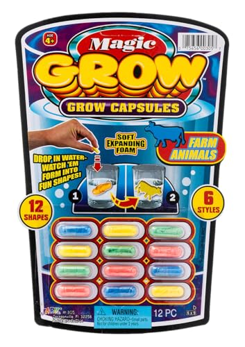 Magic Grow Capsules by JA-RU. (12 Capsules / Assorted Style) Best Growing Animals Assorted Style Capsules Bath Toys for Kids. 305-1H