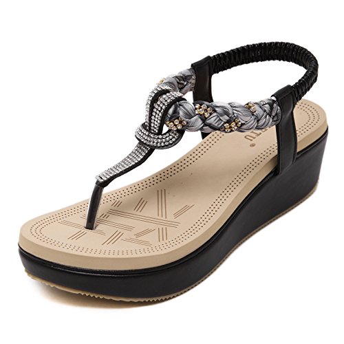 Zoerea women sandals adjustable-strap lady retro beaded shoes sum…
