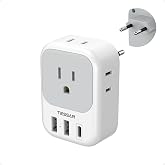 TESSAN European Travel Plug Adapter 2 Pack, Type C Plug | Not Voltage Converter, 4 Outlets 3 USB, For Europe Italy Spain France Portugal Iceland Germany