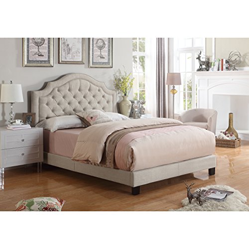 Rosevera Angelo Tufted Upholstered Panel/Platform Bed, King, Beige