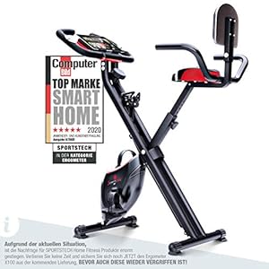 Sportstech X100-B/X150 X Bike 4in1 hometrainer met smartphone-app, uniek trekbandsysteem, handpulssensoren Ergometer…