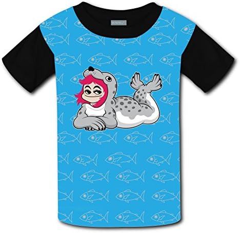 O-Neck 100% Polyester Fiber Casual Short Sleeve Top Tee Shirt For Unisex Kids,Print Seals S